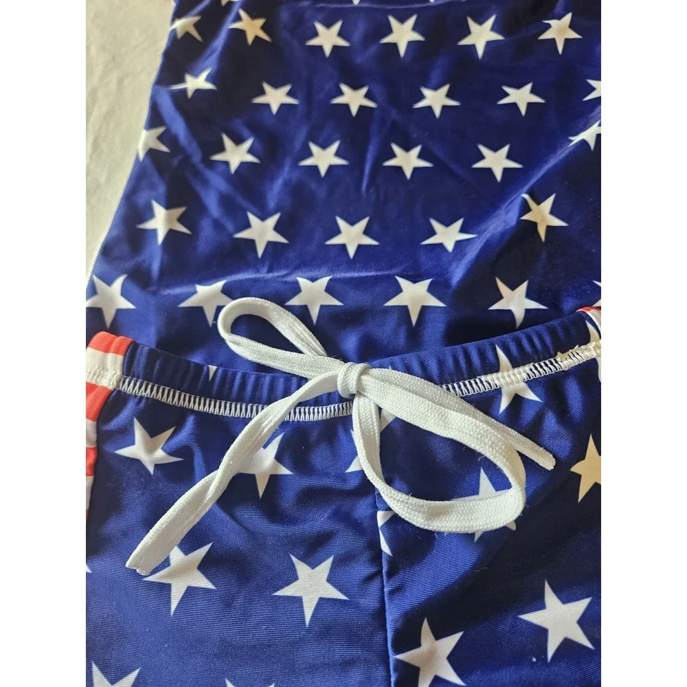 Girls‎ Patriotic Rash Guard Swim Set Stars Stripes Size M Fits 6